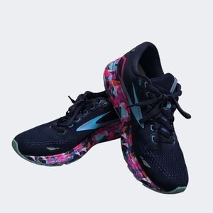 Brooks Women's Navy Running Shoes with Multicolor Floral Midsole